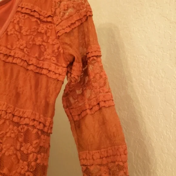 Vintage Rust Burnt Orange Lace Dress Size Medium- Read Below 🌟 - Picture 2 of 9
